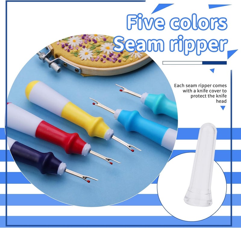 SOCNITC 65 PCS Seam Ripper Thread Cutter Stitch Remover Kit, Ergonomic Grip Seam Ripper Set, Colorful Large Thread Stitch Remover Tool with Tailors Chalks, Handy Stitch Rippers for Sewing Crafting Removing - Image 4